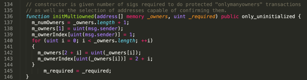 The function initMultiowned contains a loop bounded by the length of a dynamically sized array.