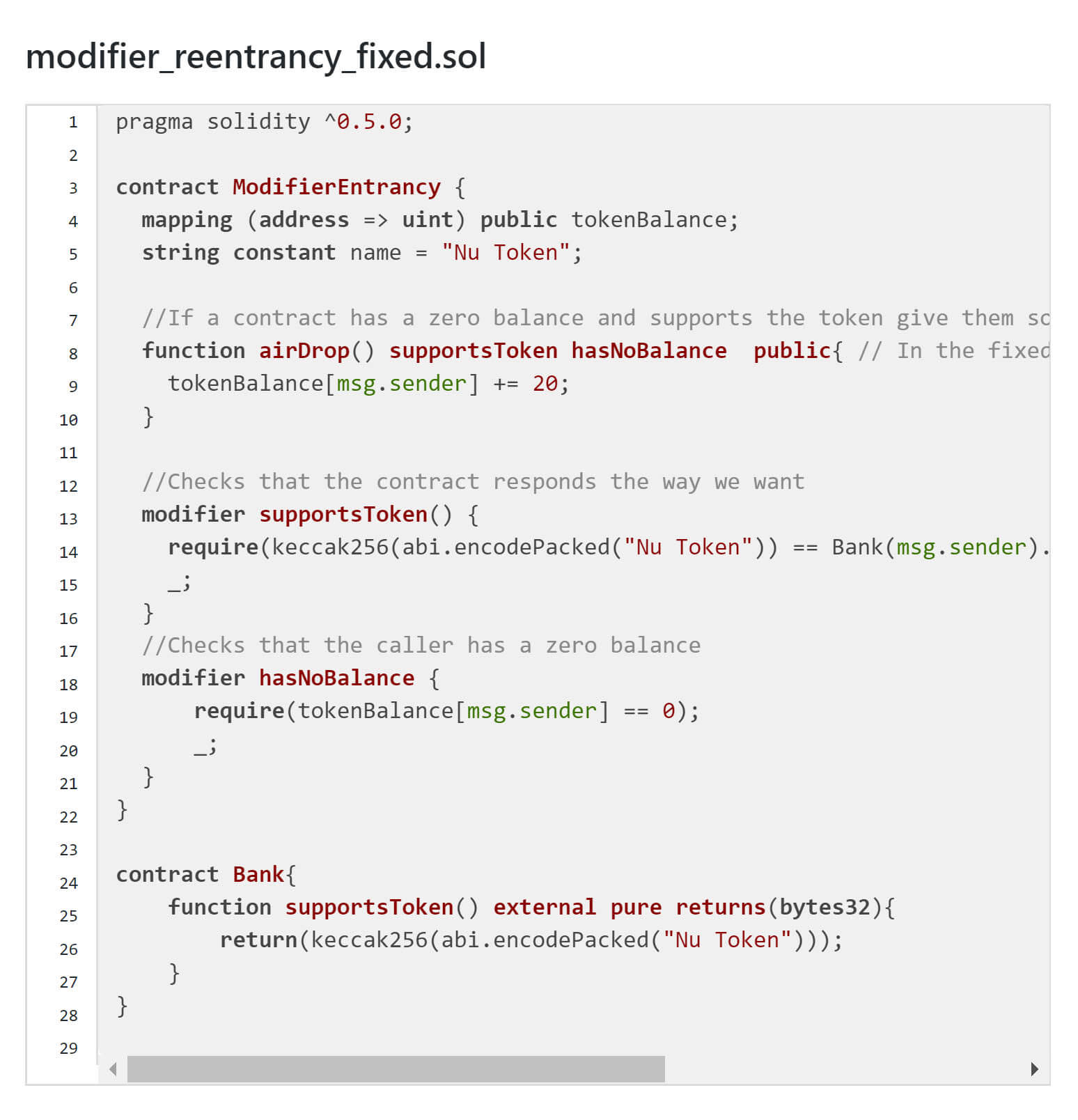 A sample contract without the reentrancy issue